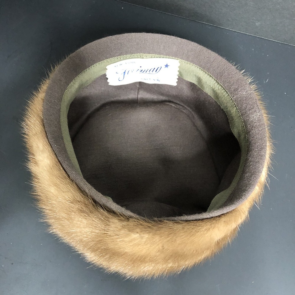Fur Pill Box Hat Original Freiman New York Vintage Wedding Derby Church Formal - Picture 4 of 5